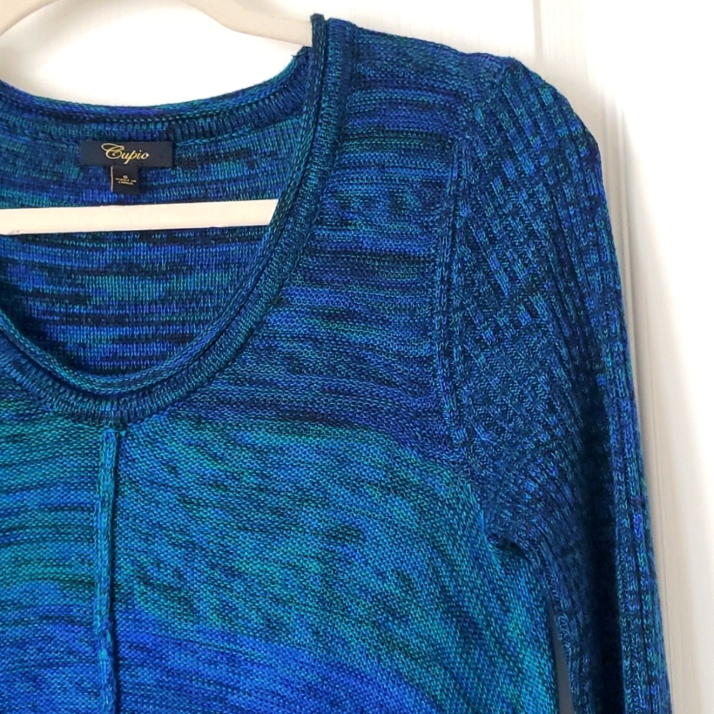 Women's Cupio Elecric BLUE Long-sleeved Knit Sweater Small